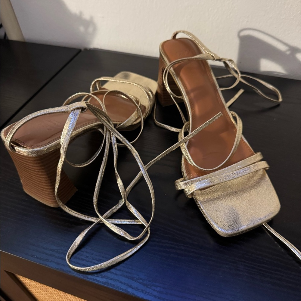 ASOS Gold Strappy Block Heel Sandals